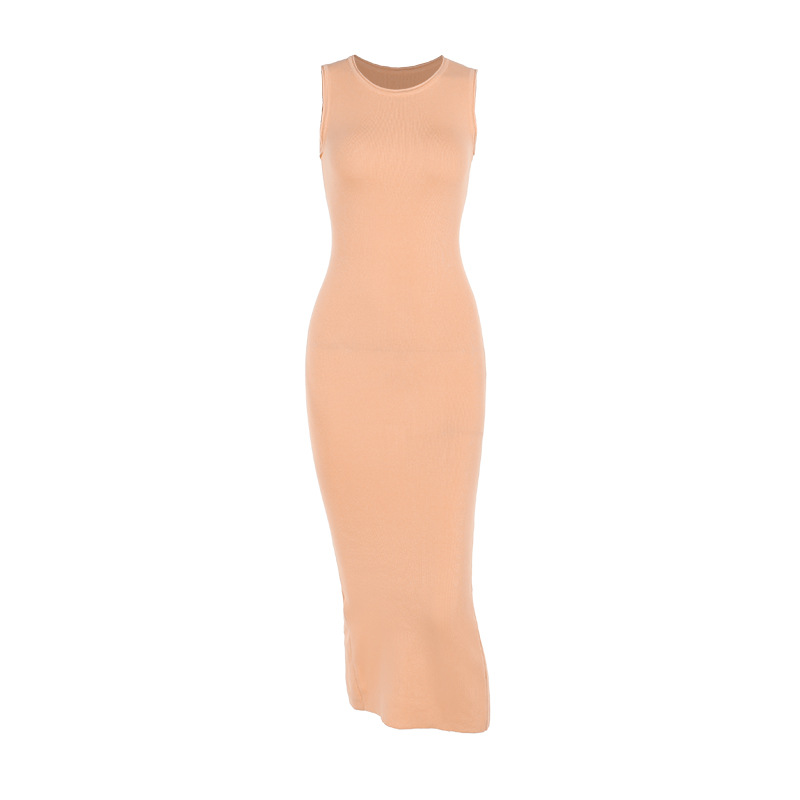 Sleeveless Round Neck Straight Polyester Spandex Dress