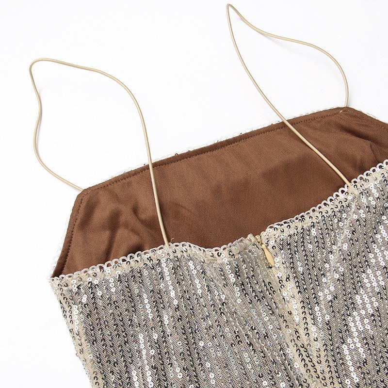 Square Neck Sleeveless Knit Fitted Embellished Dress