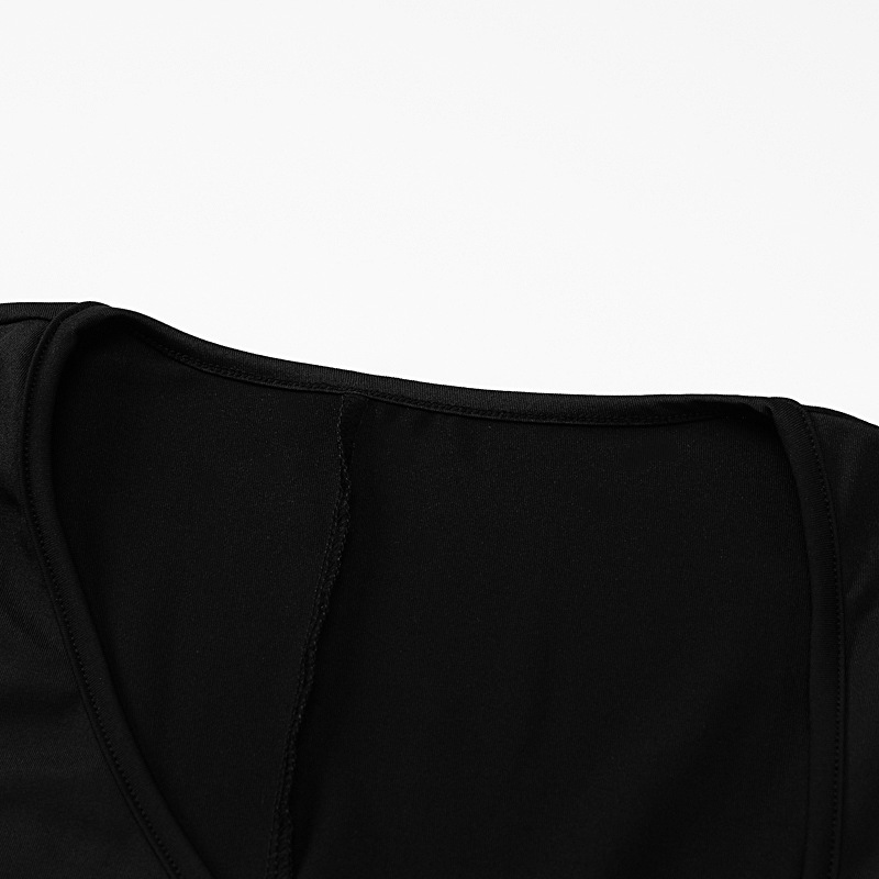 Full Sleeve Asymmetric Neck Straight Rear Slit Dress