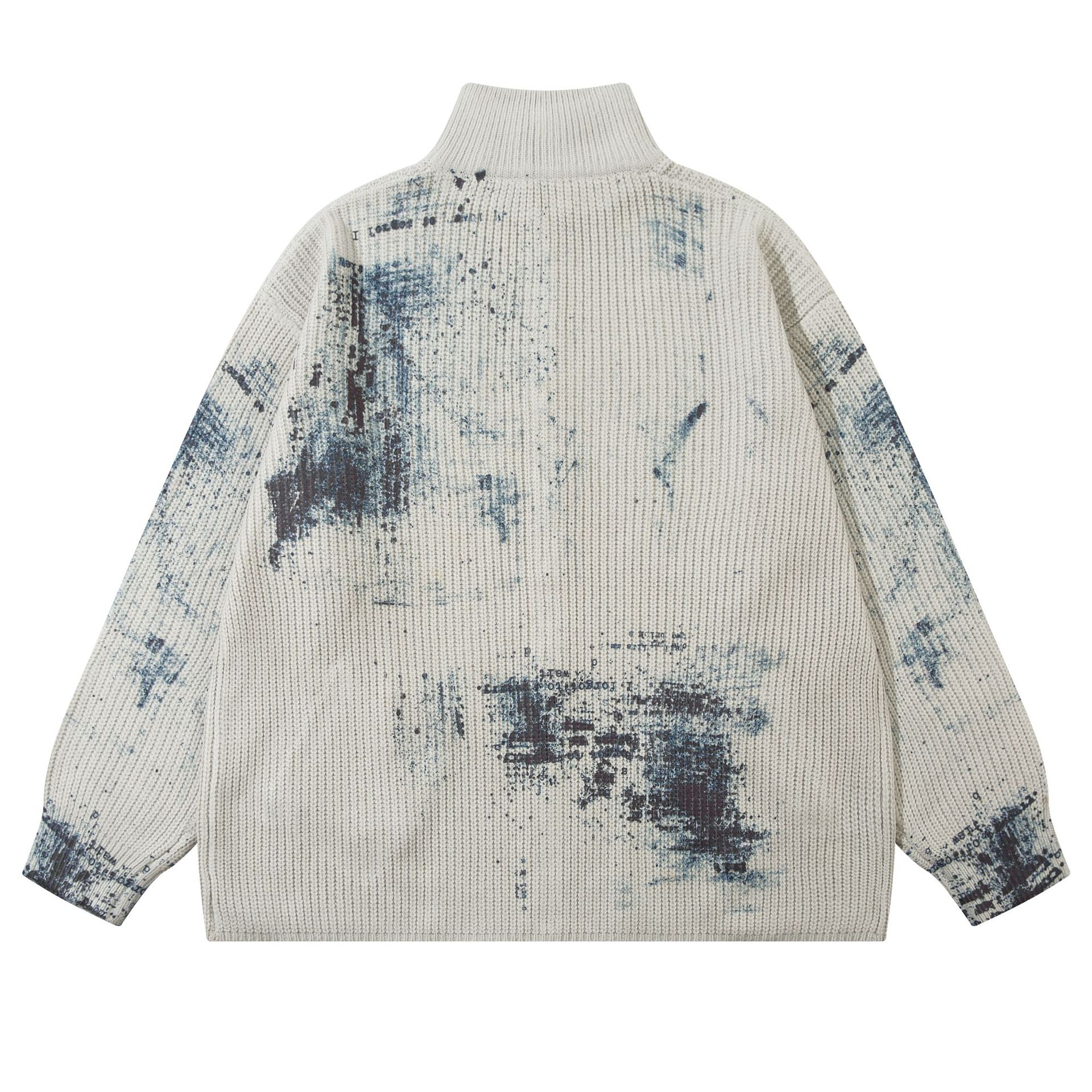 Streetwear Loose Fit Long Sleeve Print Sweater