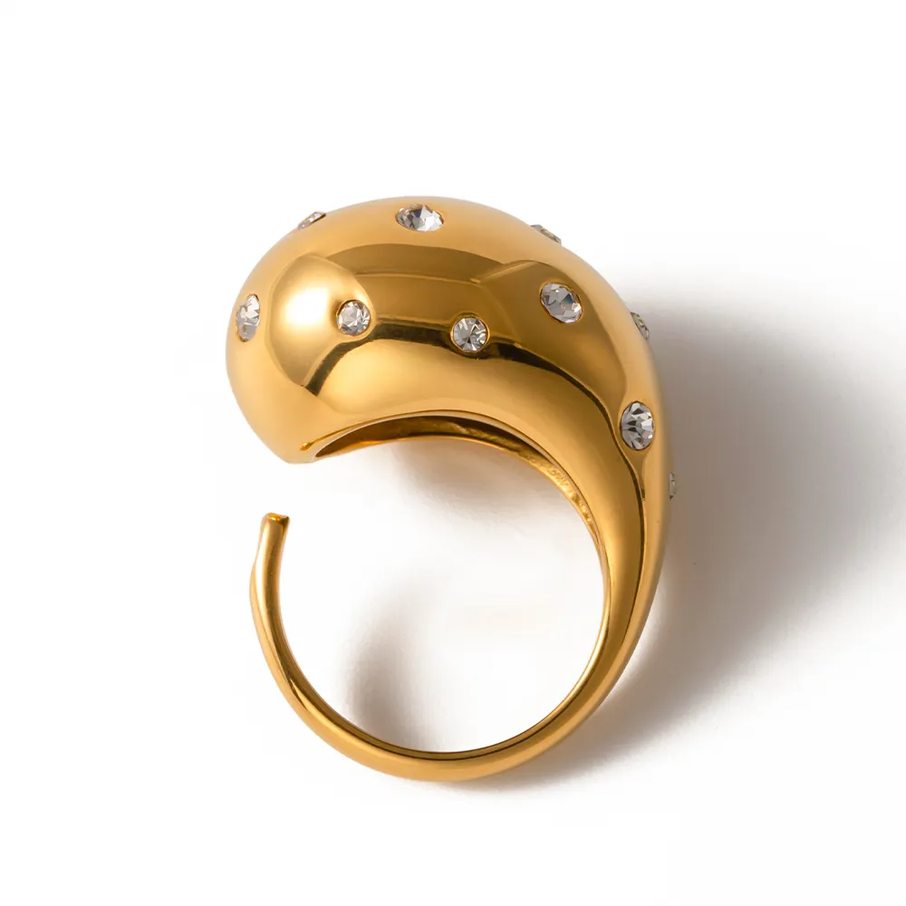 Thick Hollow Brushed Gold-Tone Water-Resistant Ring