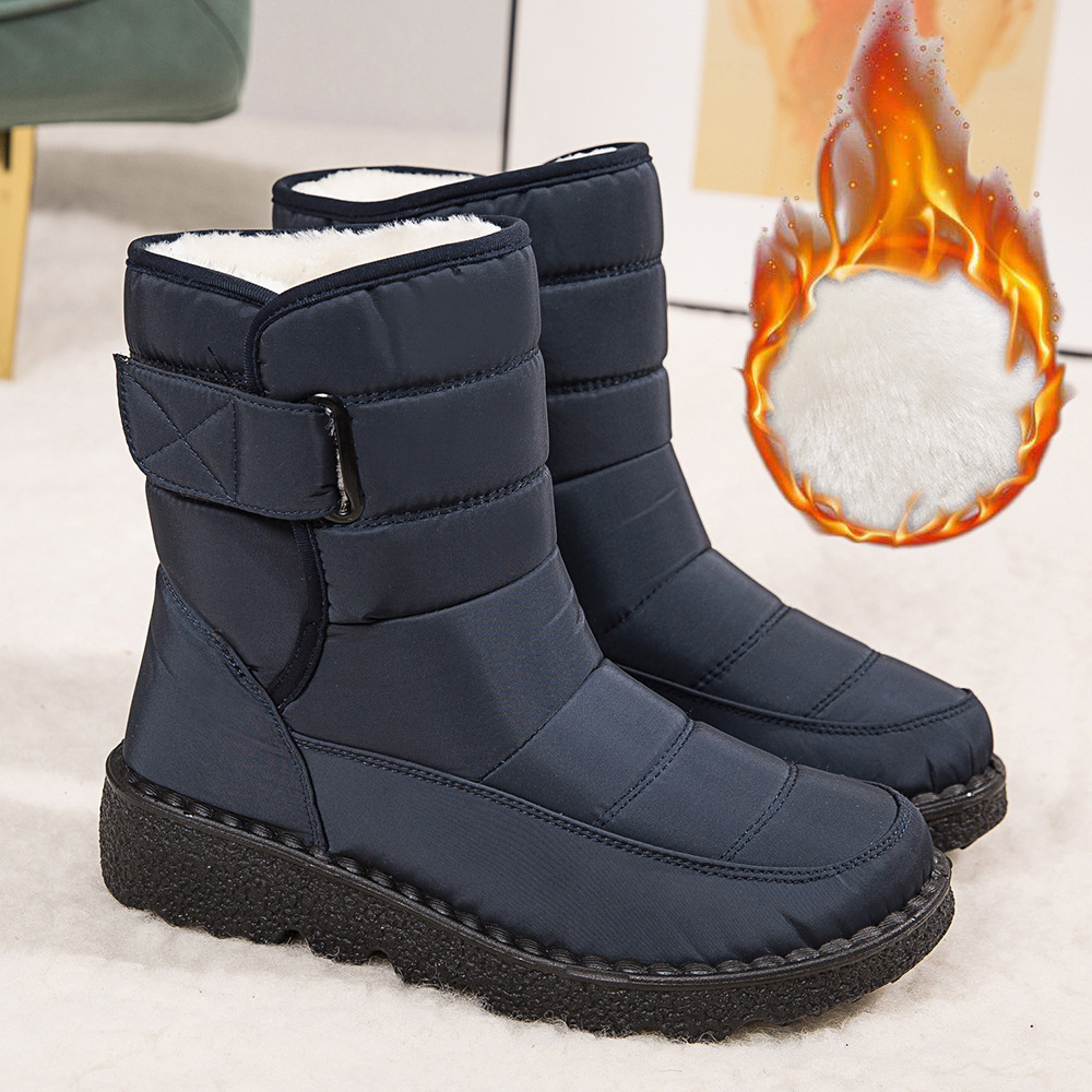 Winter New Snow Boots Women's High Top Waterproof Cotton Shoes Casual Short Tube Plush Plus Large Cotton Boots 43 Amazon