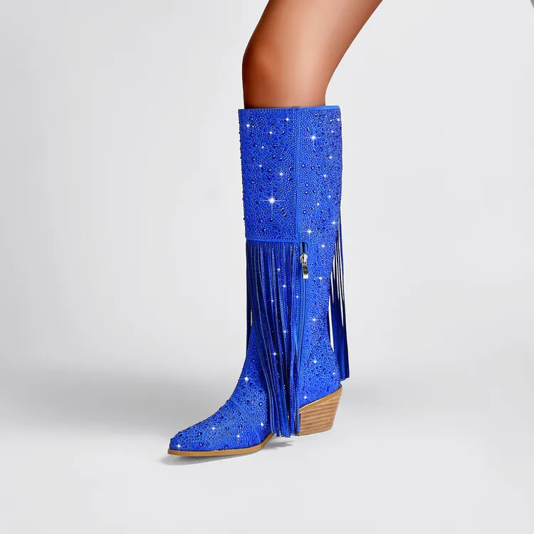 Ladies Rubber Tall Chunky V-Toe Boots