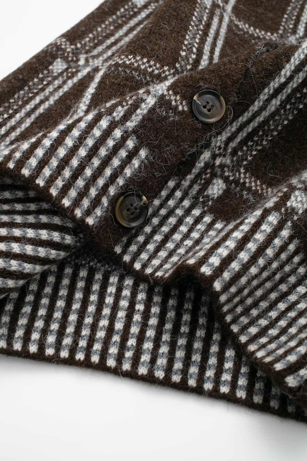 Checkered Crew Full Sleeve Knit Jacket