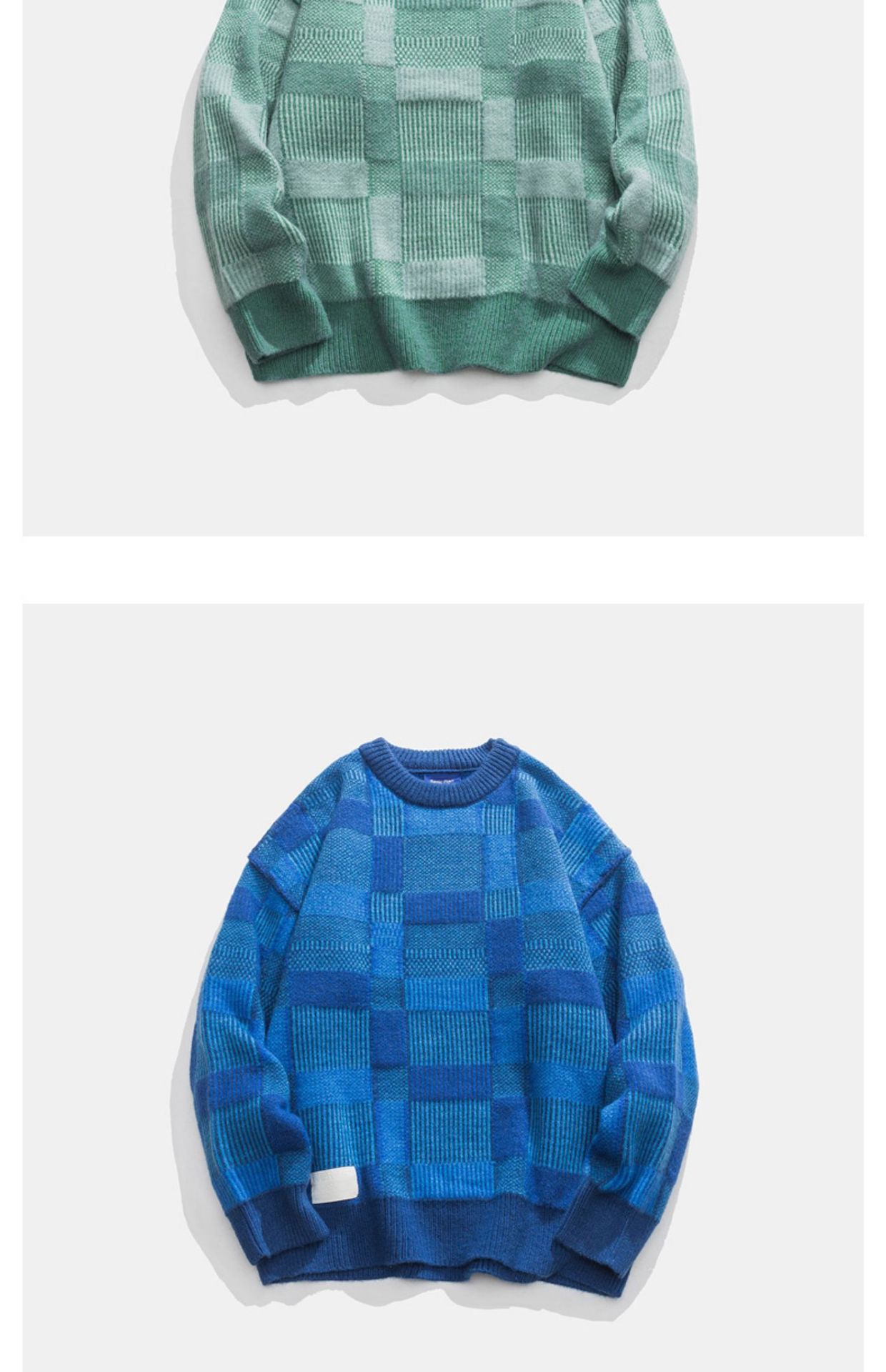 Color Block Japanese Workwear Long Sleeve Oversized Sweater