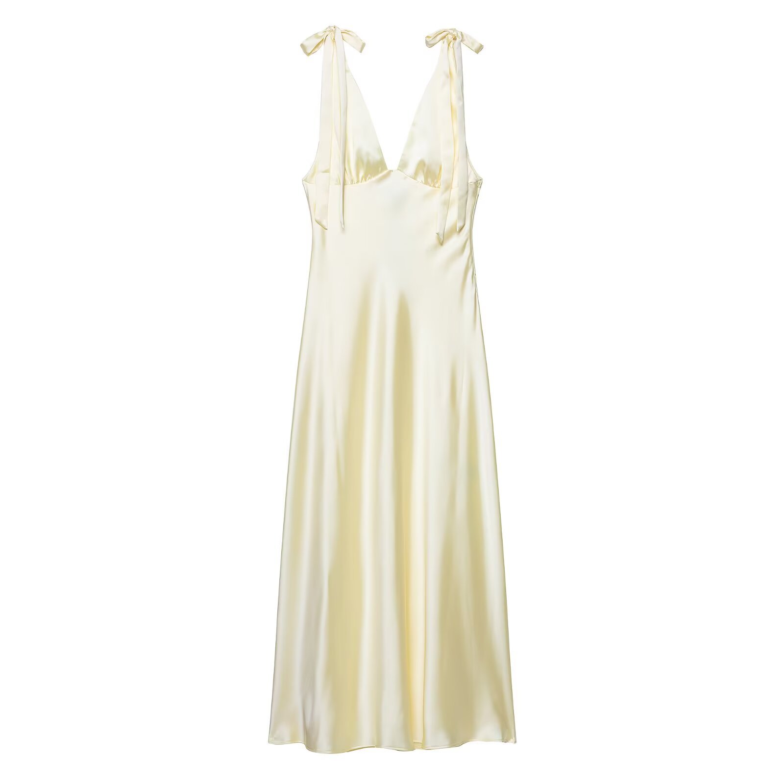 Flowy Bow Detail Mid-Calf Dress