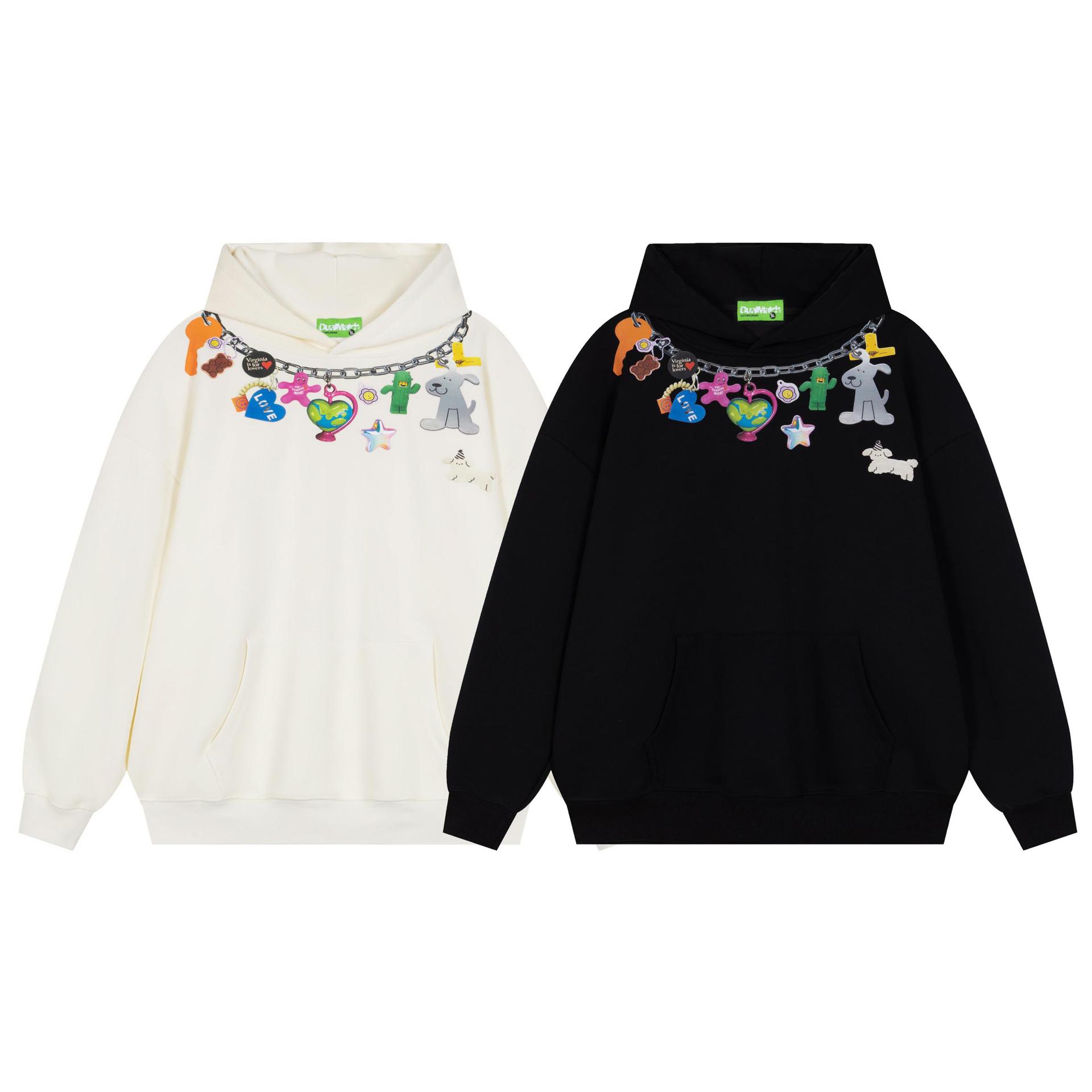 Long Sleeve Cotton Choker Graphic Hoodie