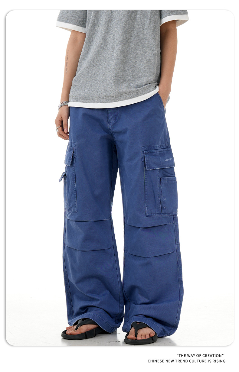 Denim Work Pants with Drawstring and Multiple Pockets for Men and Women