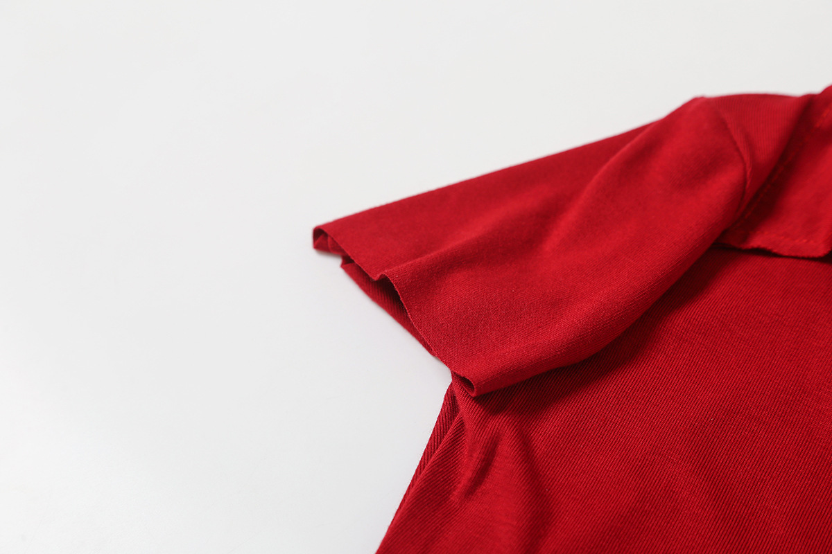 Plain Spandex Plunge Frayed Rounded Slim Tee