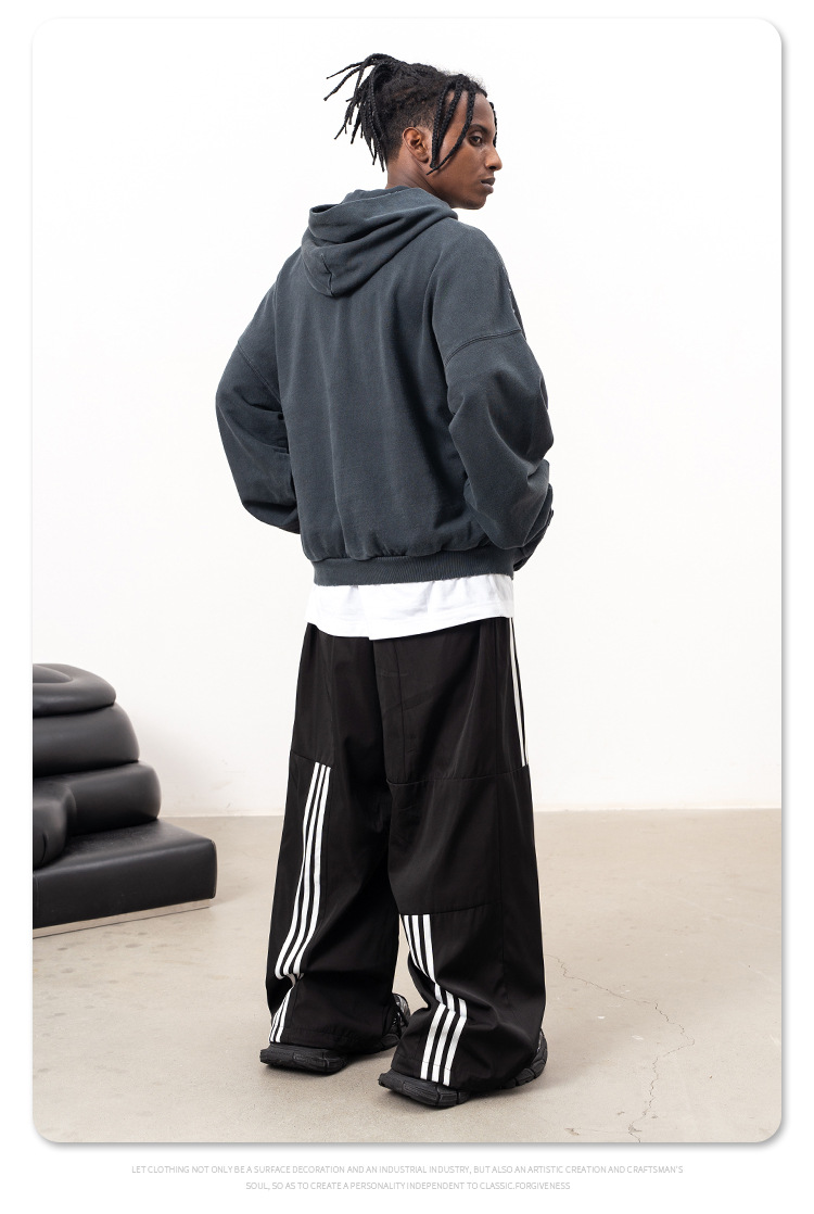 Streetwear Heavy Cotton Aged Torn Hoodie
