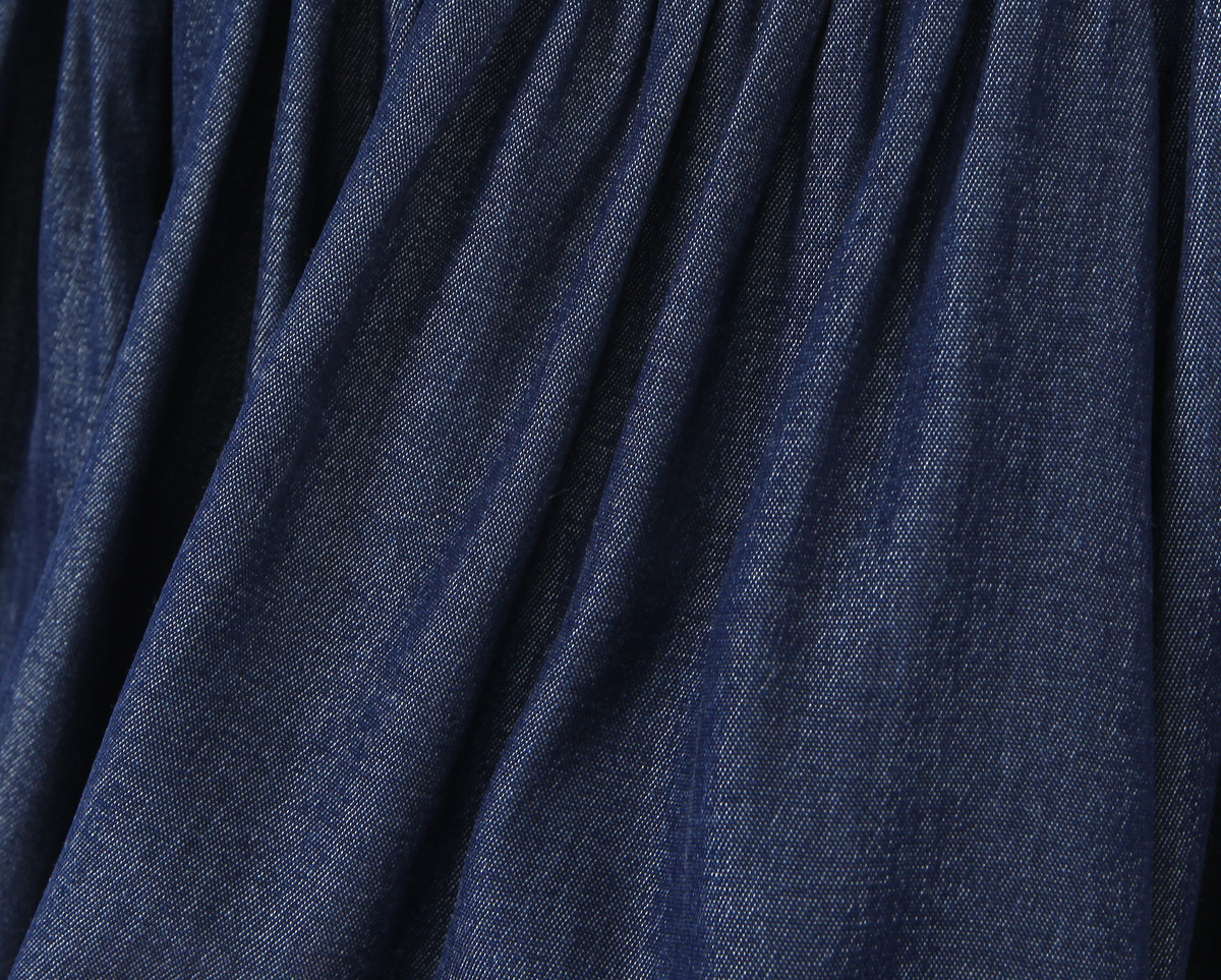 One Shoulder Open Back Denim Slip