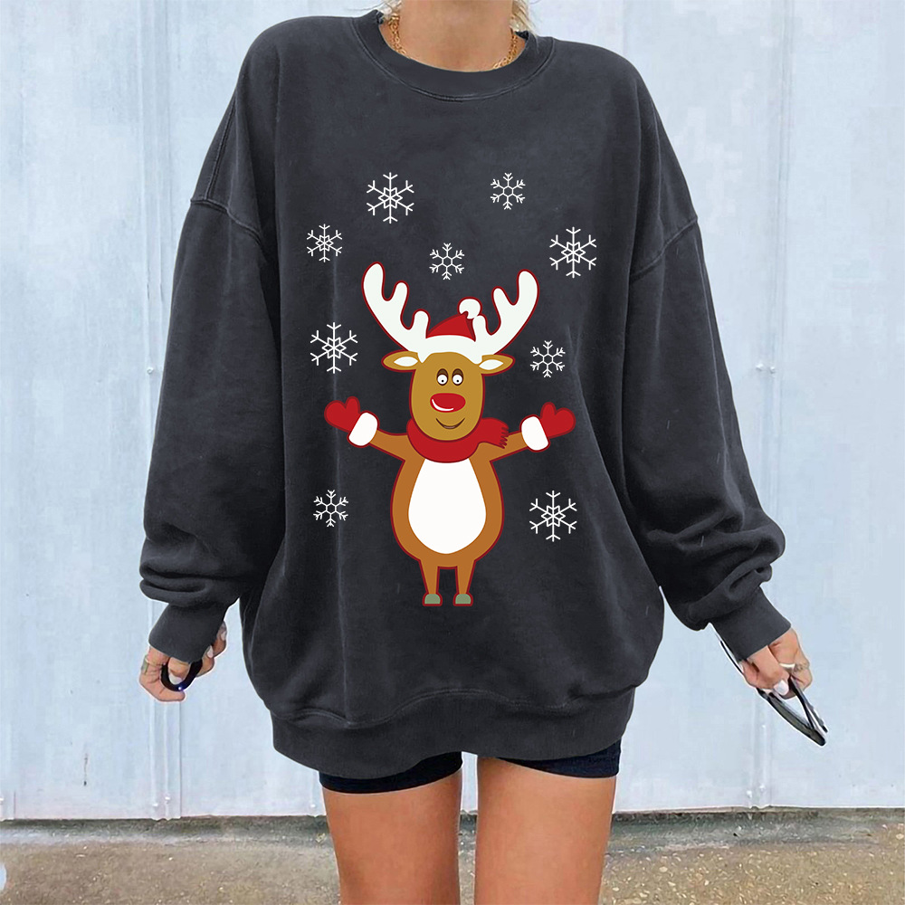 Loose Fit Cotton Blend 3D Deer Hoodie