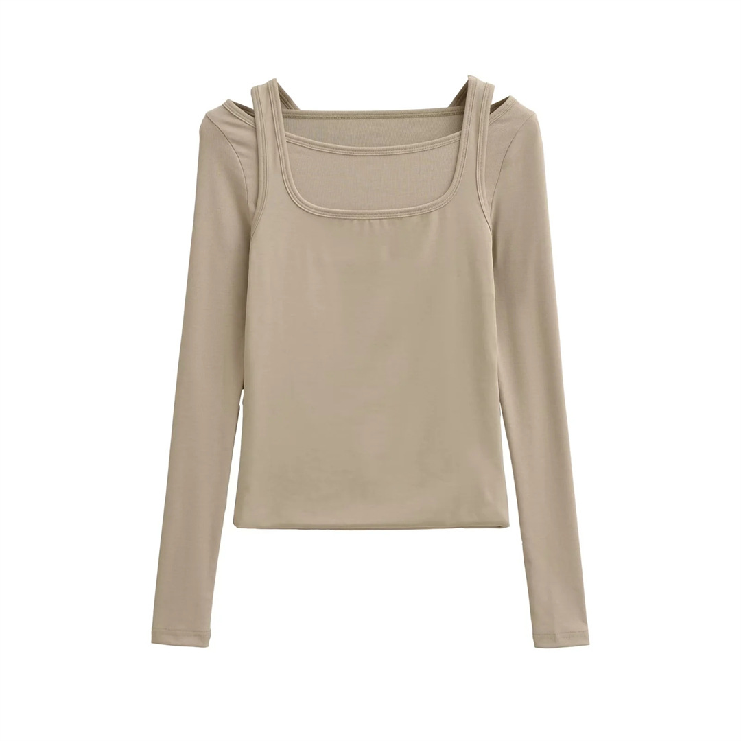Ladies Sensual Bodycon Solid Long Sleeve Tee