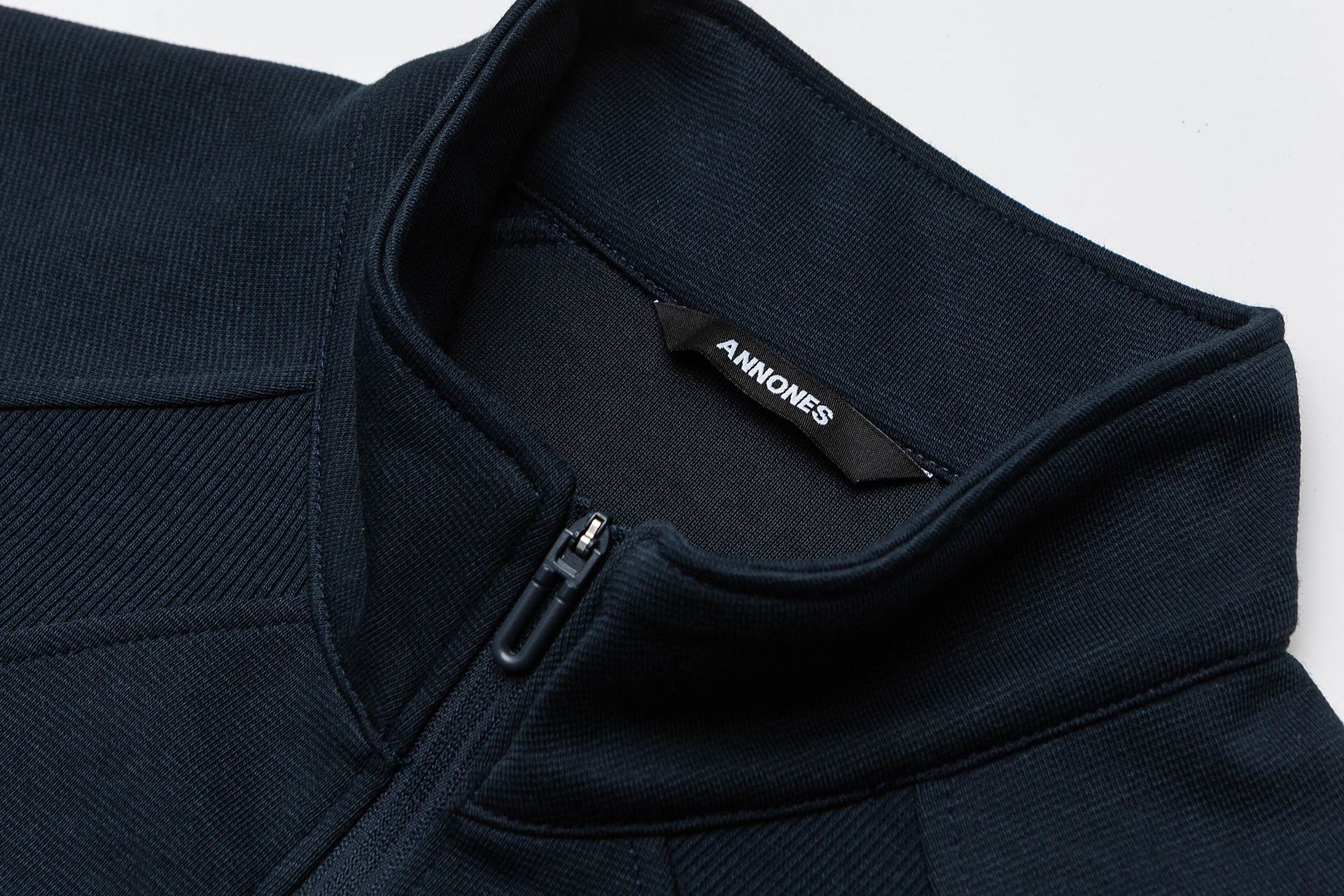 Plain Paneled Band Neck Mid Zipper Hood Sweatshirt