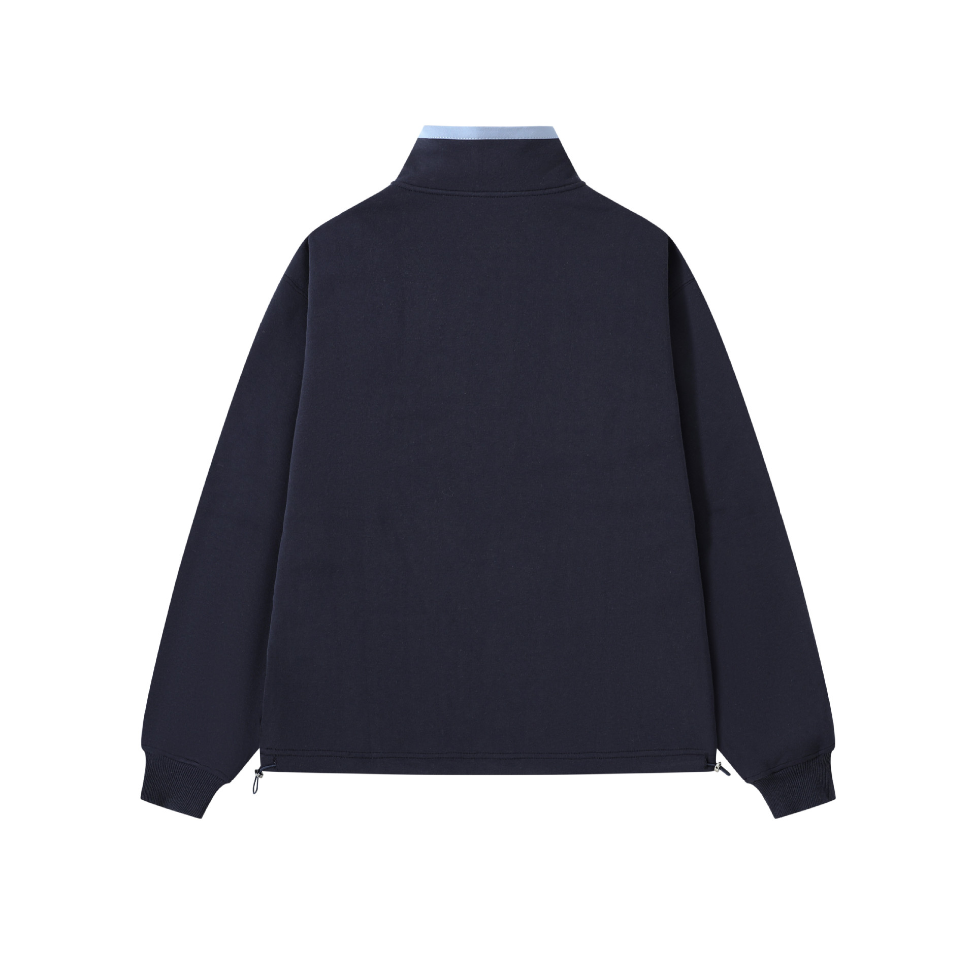 Cotton Two-Tone Mock Neck Varsity Oversized Hoodie