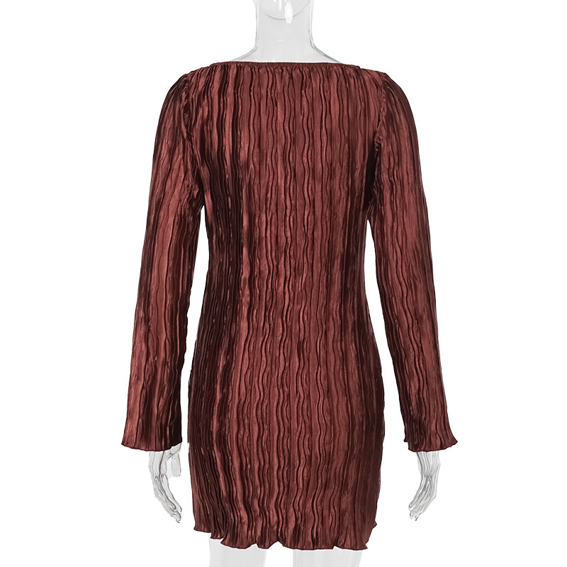 High Waist Round Neck Full Sleeve Pencil Dress
