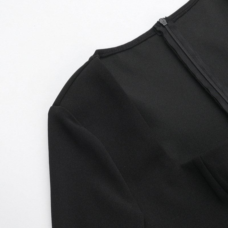 Ladies' Stretch Polyester Straight Neckline Full Sleeve Dress