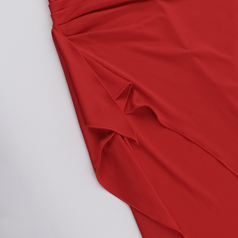 Frilled Bodycon Plunging Step Skirt Dress