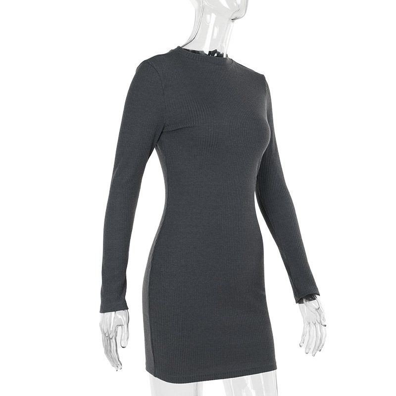 Round Neck Bodycon Full Sleeve High Waist Dress