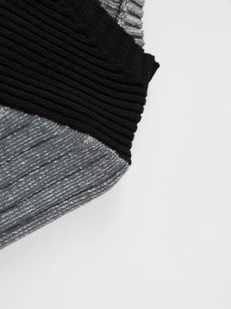 Black Color-block Short Knitting Cardigan Sweater V-Neck Long Sleeve Women New Fashion Trend Autumn Winter