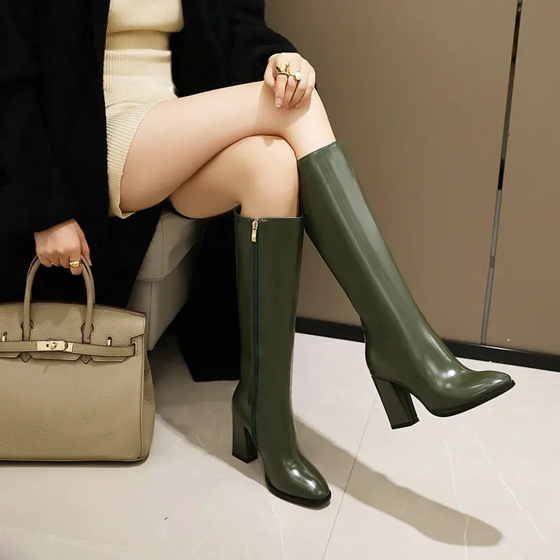 High Heels Fashion Party Night Club Shoes Woman Winter Warm Western Boots Large