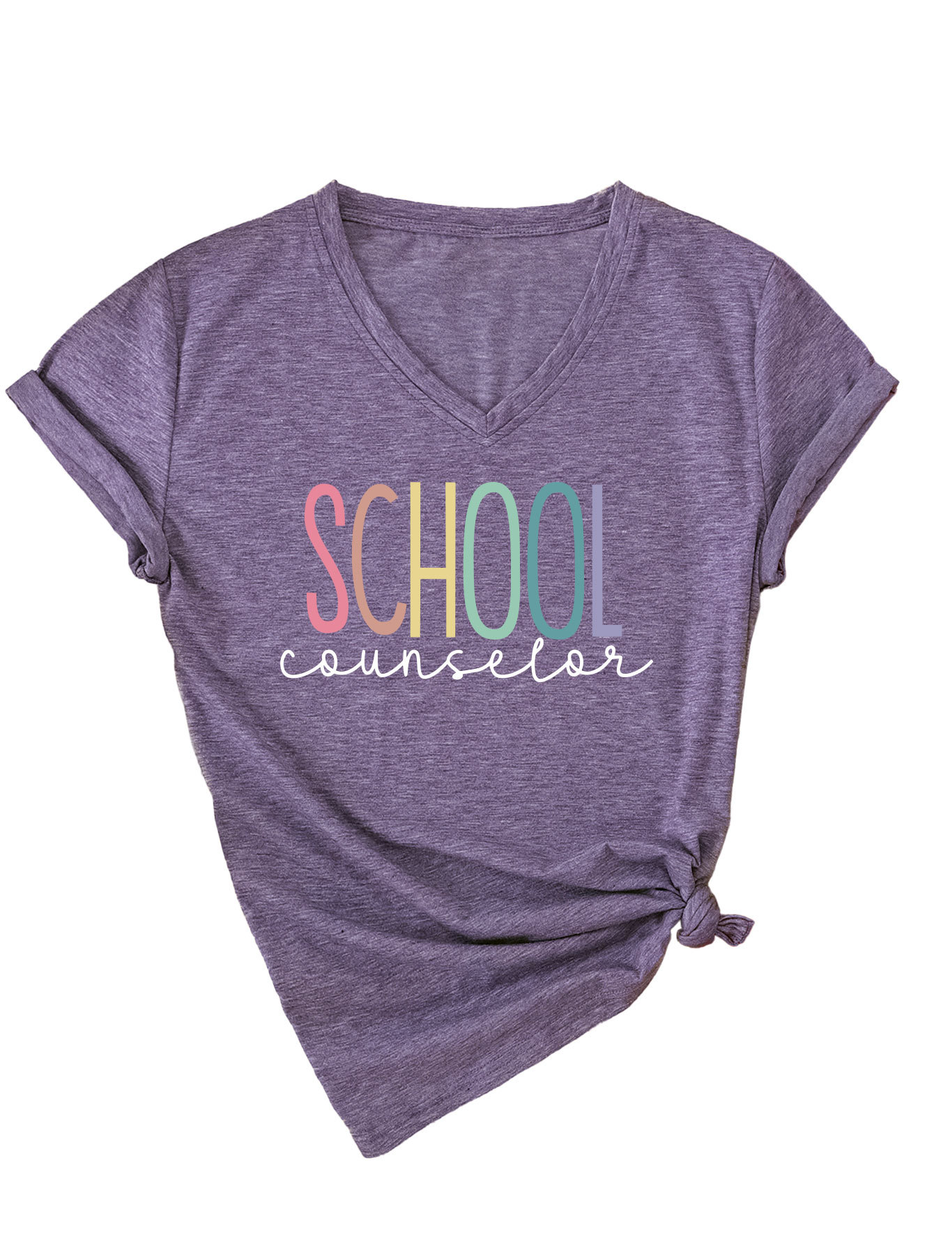 Ladies V-Neck Geometric Print Tee