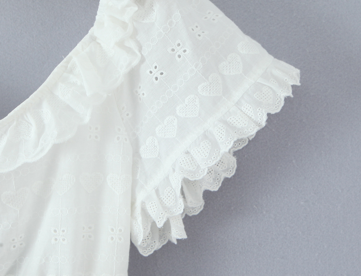 Lace Tie Short Sleeve Waist-Cinched Dress