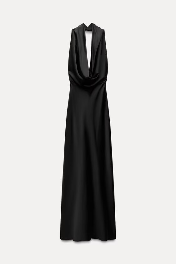 Women's Clothing Backless Satin Feel Midi Dress