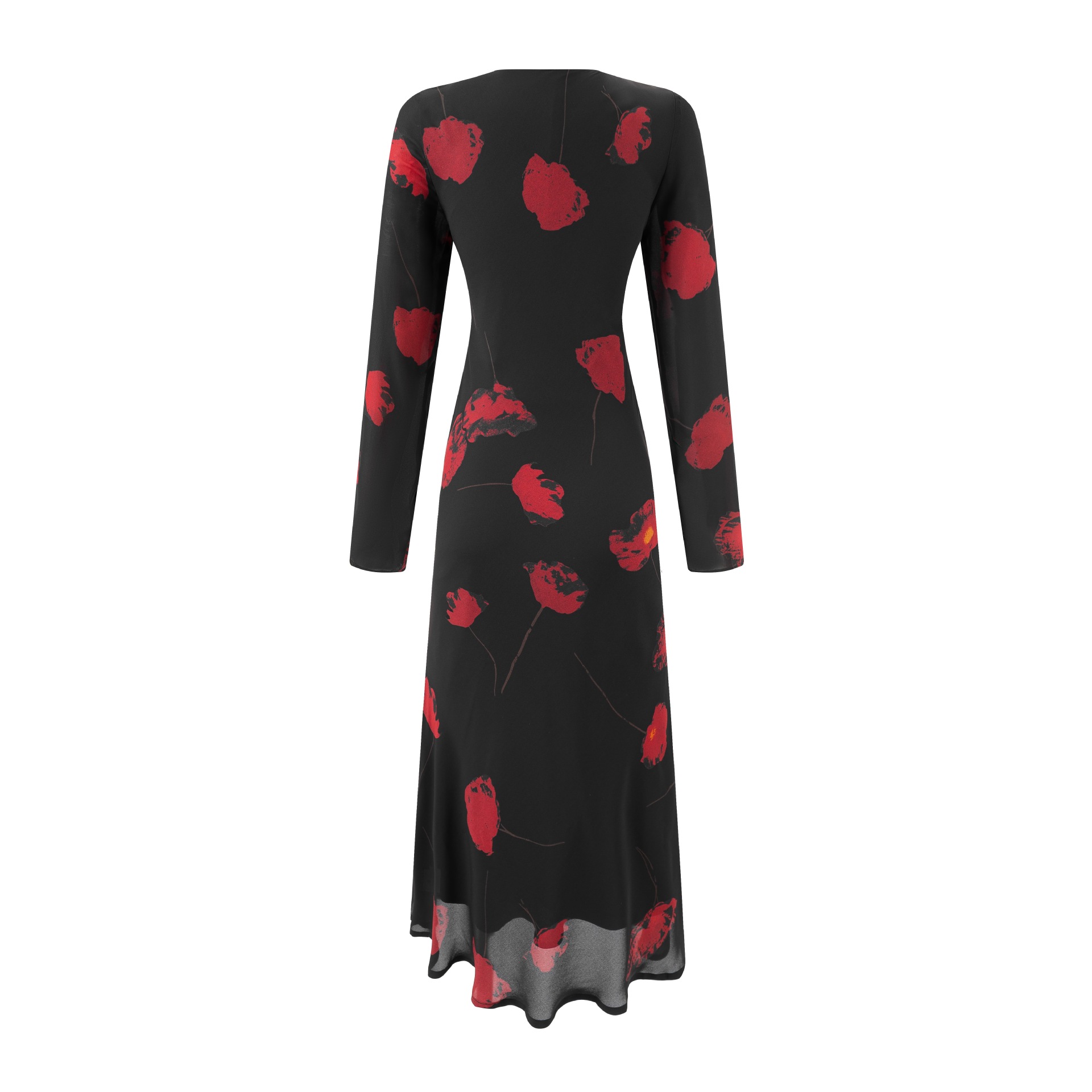 Sexy V-Neck Tied Long Sleeve Waist-Cinched Dress