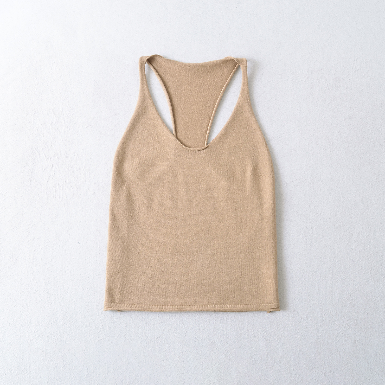 Sexy Deep U-Neck Hollow-Out Sleeve Rolled Hem Knit Tank Top