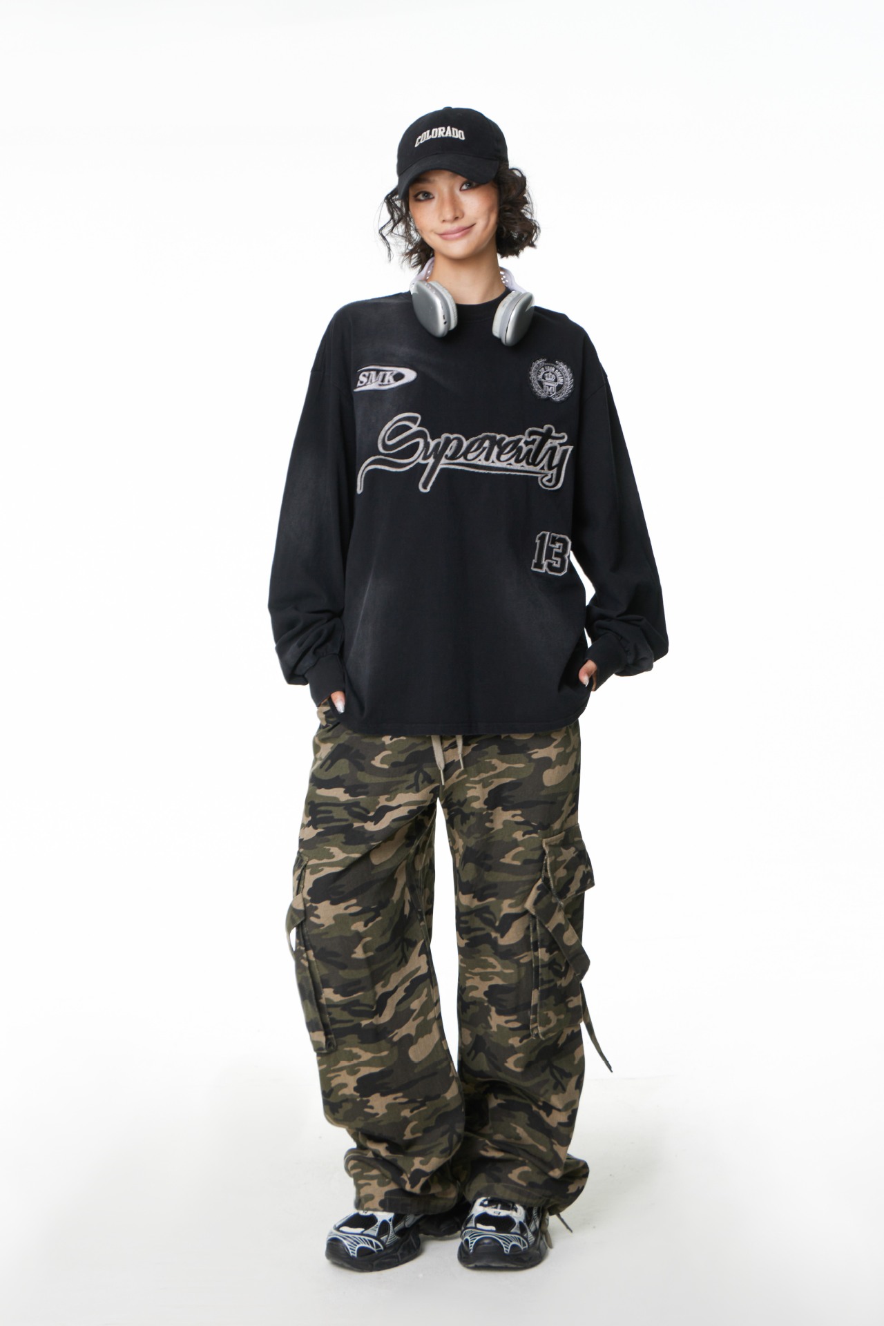 Vintage Mixed Stitched Cotton Crew Sweatshirt