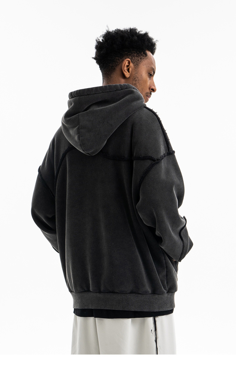 Cotton Paneled Exposed Seam Hoodie