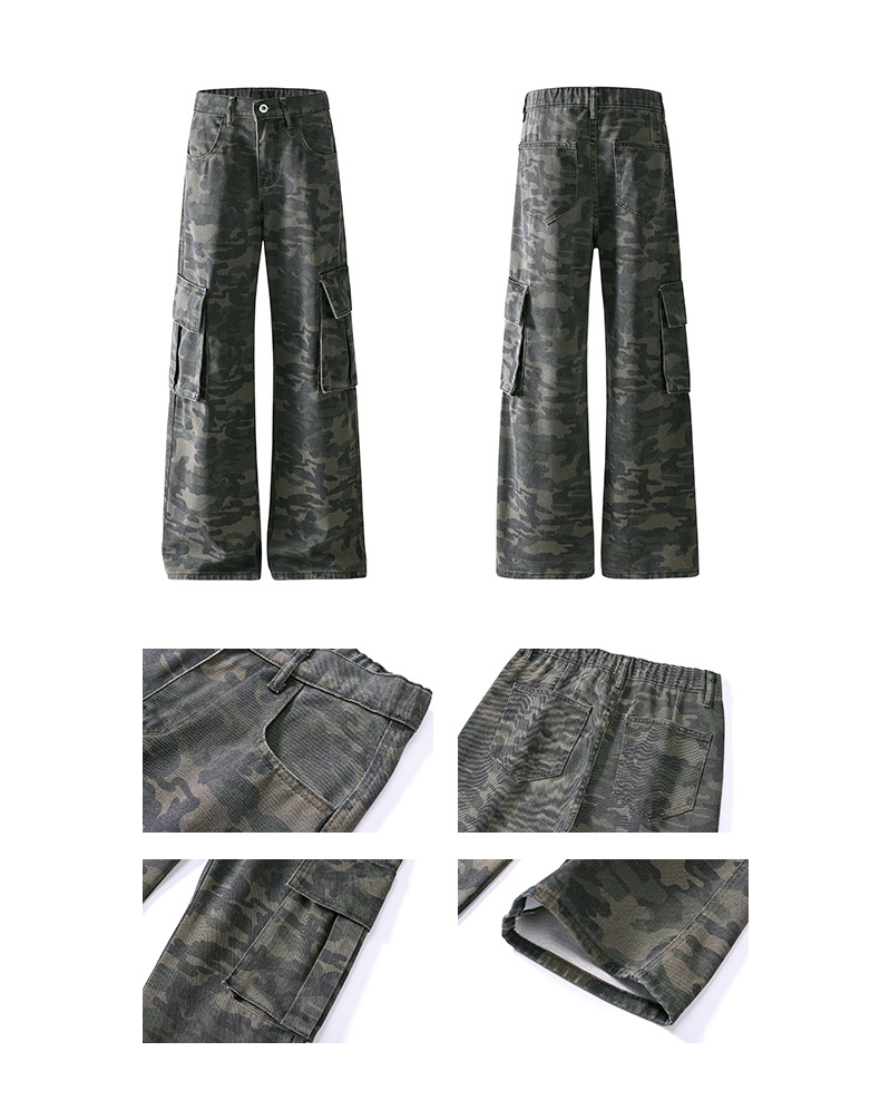 Women's Camouflage Flared Jeans Loose Hip Hop Trumpet Work Pants