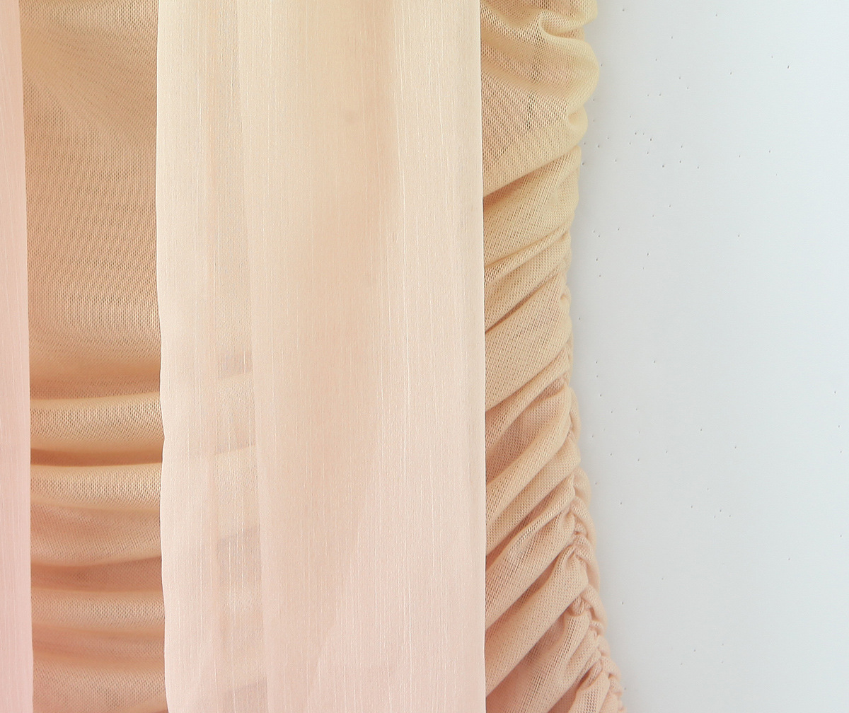 Gradient wrinkled waist cinching strapless dress