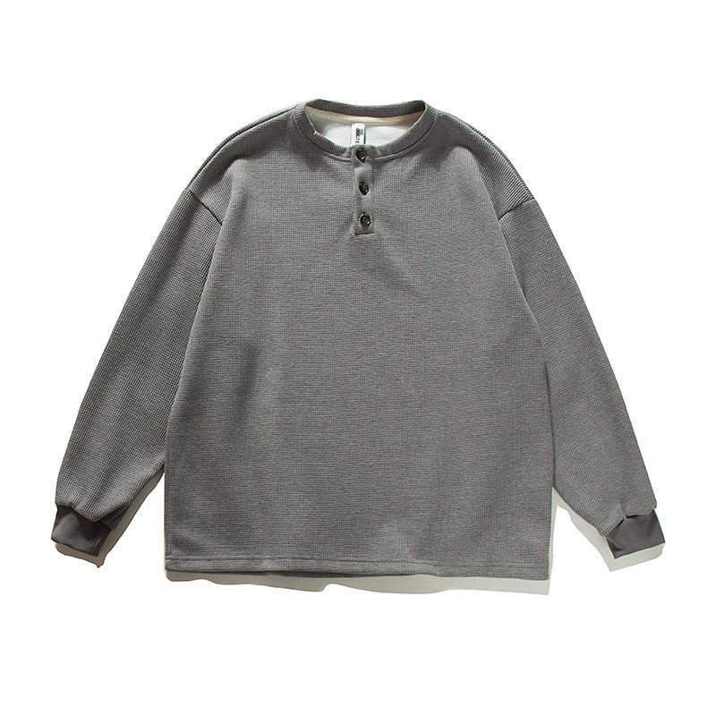 Oversized Button-Front Long Sleeve Textured Polyester Sweater
