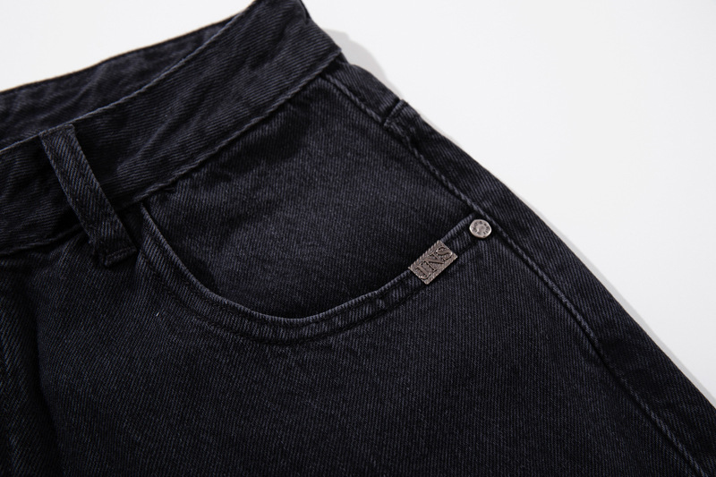 Streetwear Style Hip Hop Trendy Casual Black Knife Pants Ins Autumn Vintage Washed Loose Jeans