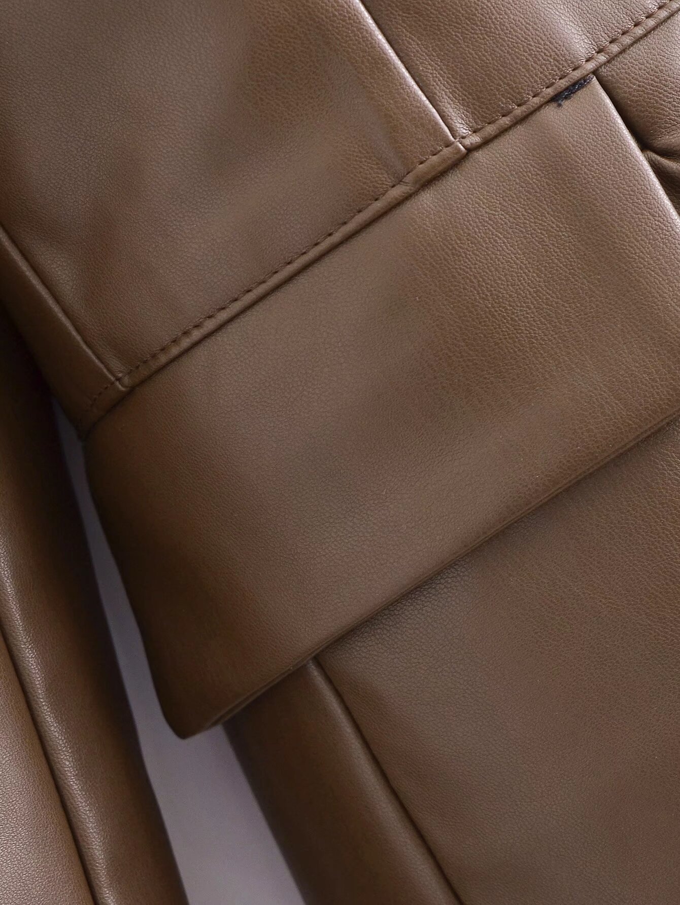 Splicing faux leather suit jacket