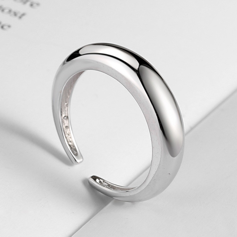 Silver Color Open Ring Smooth Drop Personality Adjustable Ring Fine Jewelry For Women Party Accessories Trend