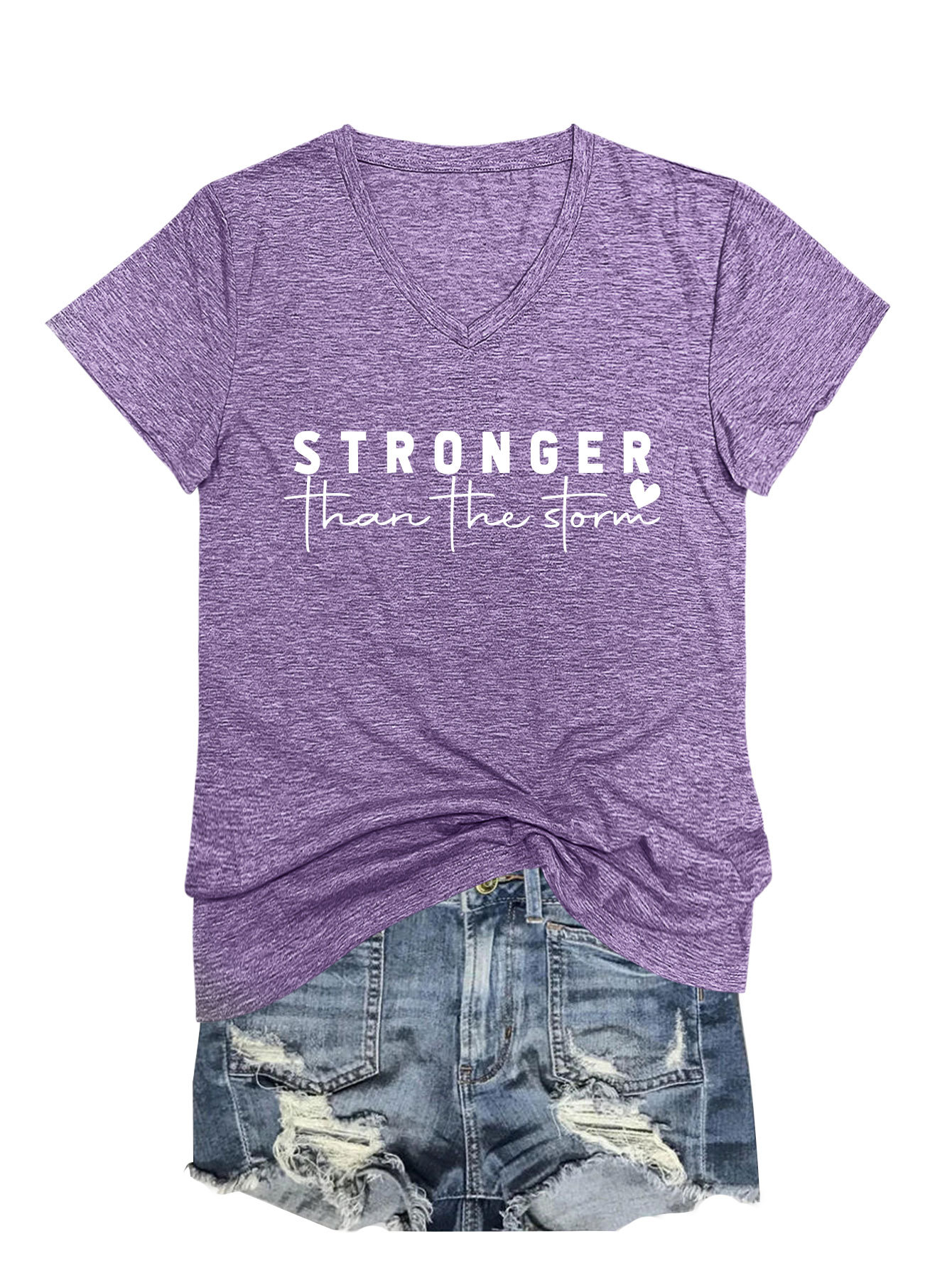 Geometric Print Plunge Front Ladies Tee