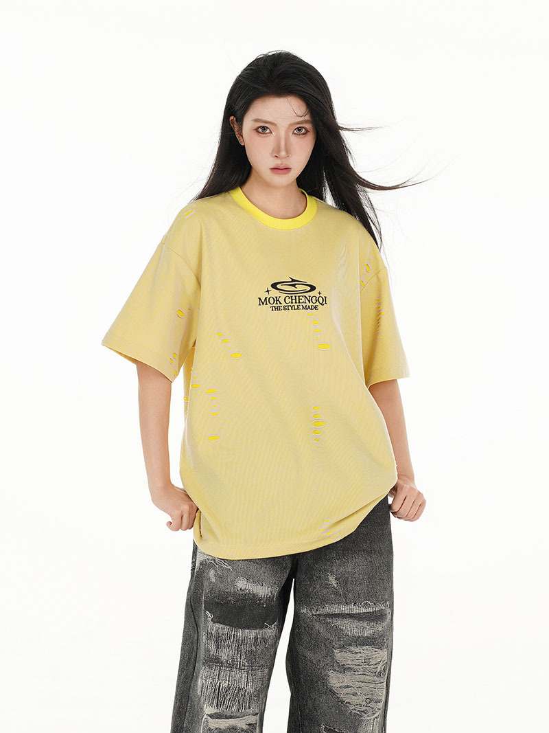 High Street Cotton Monogram Oversized Crewneck Tee