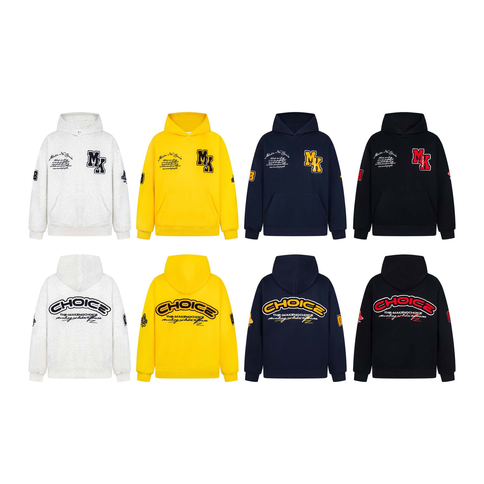 Text Embroidered Long Sleeve Oversized Cotton Hoody