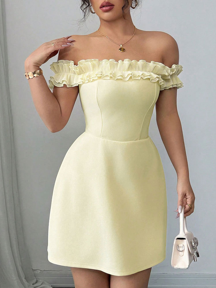 Asymmetrical Two-Tier Frill Sleeveless Mid-Calf Dress