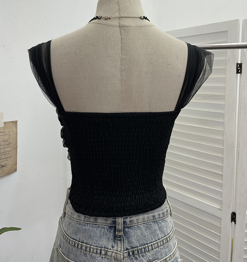 Sexy Slim Fit Solid Color Mesh Top