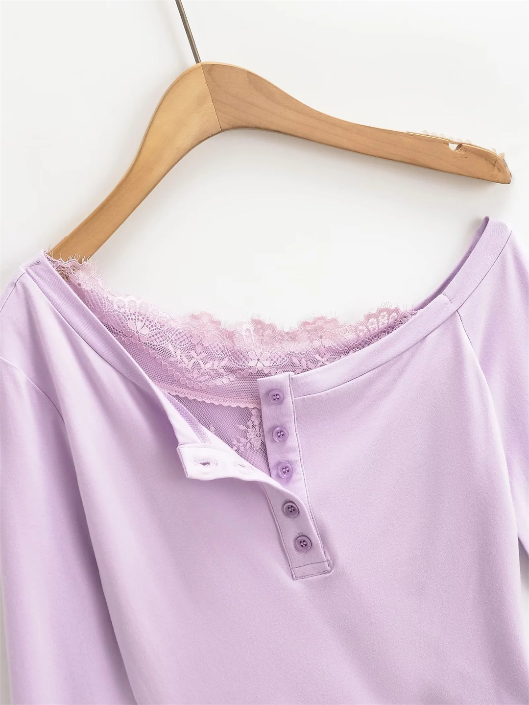 Ladies Plain Fitted Wrist-Length Angled Neck Tee