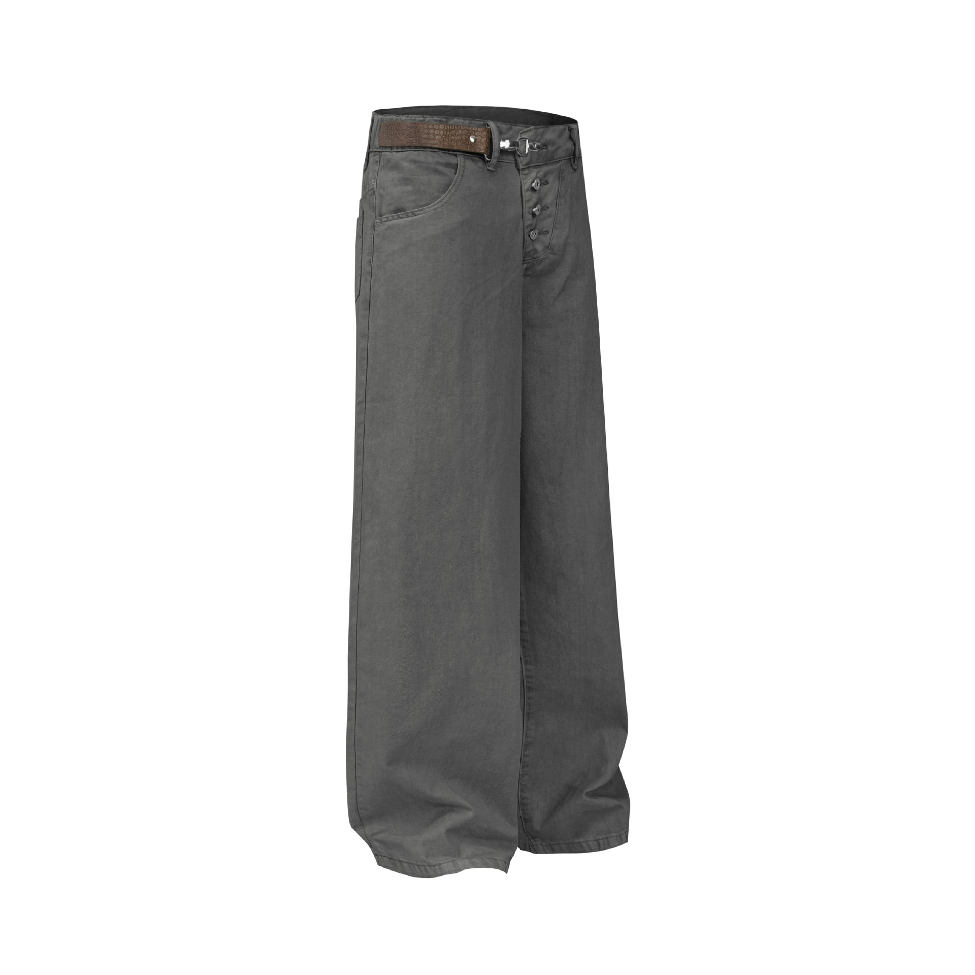 Street Retro Deconstructed Irregular Design Men's Loose Wide-Leg Jeans