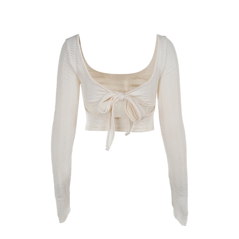 U Neck Full Sleeve Open Back Top