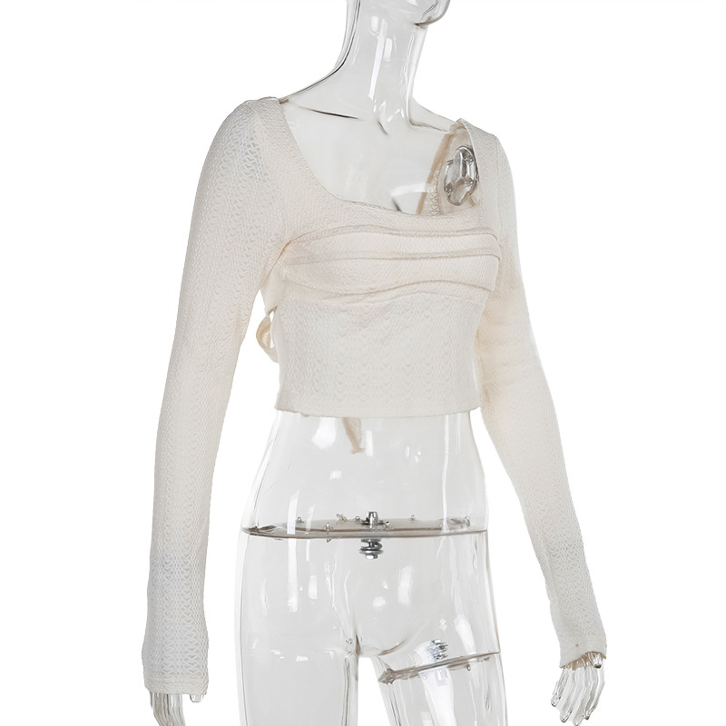 U Neck Full Sleeve Open Back Top