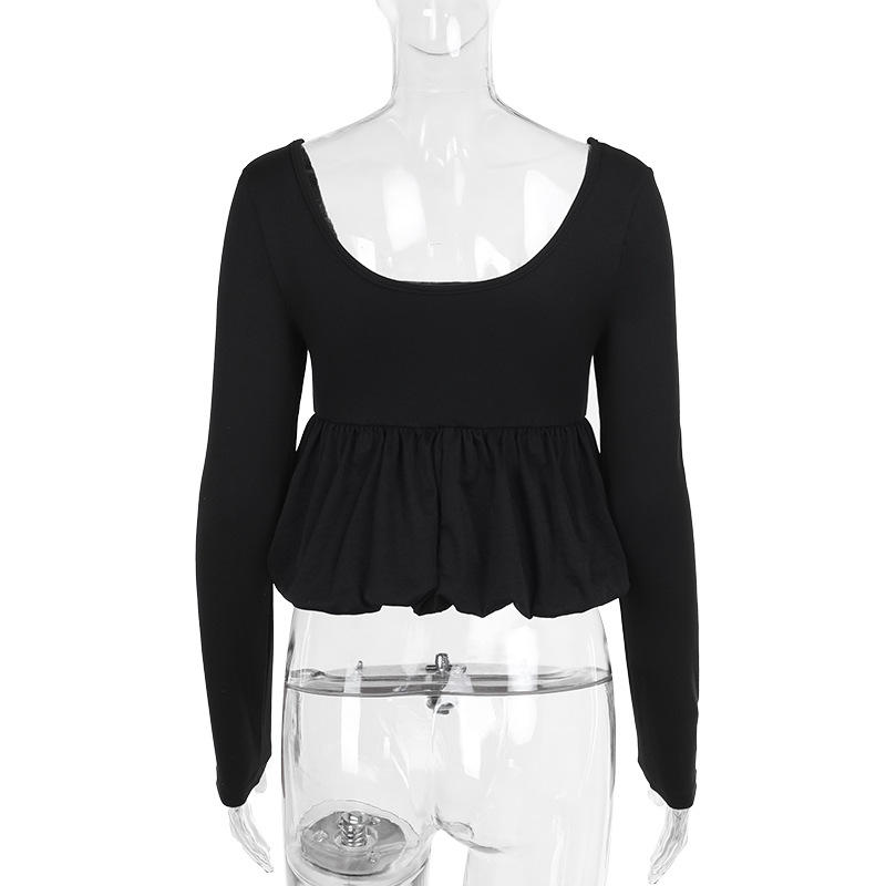 Sleek Scoop Collar Full Sleeve Blossom Print Top
