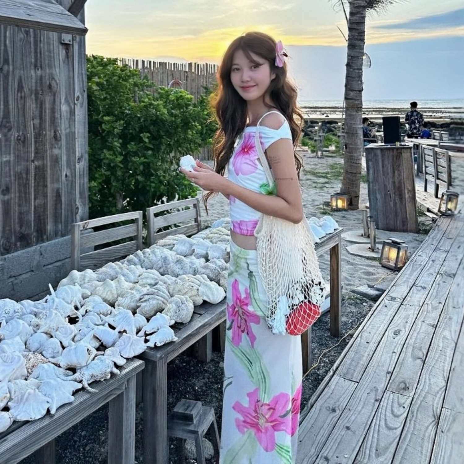 Sheer Patterned Coastal Flowy Mini Skirt