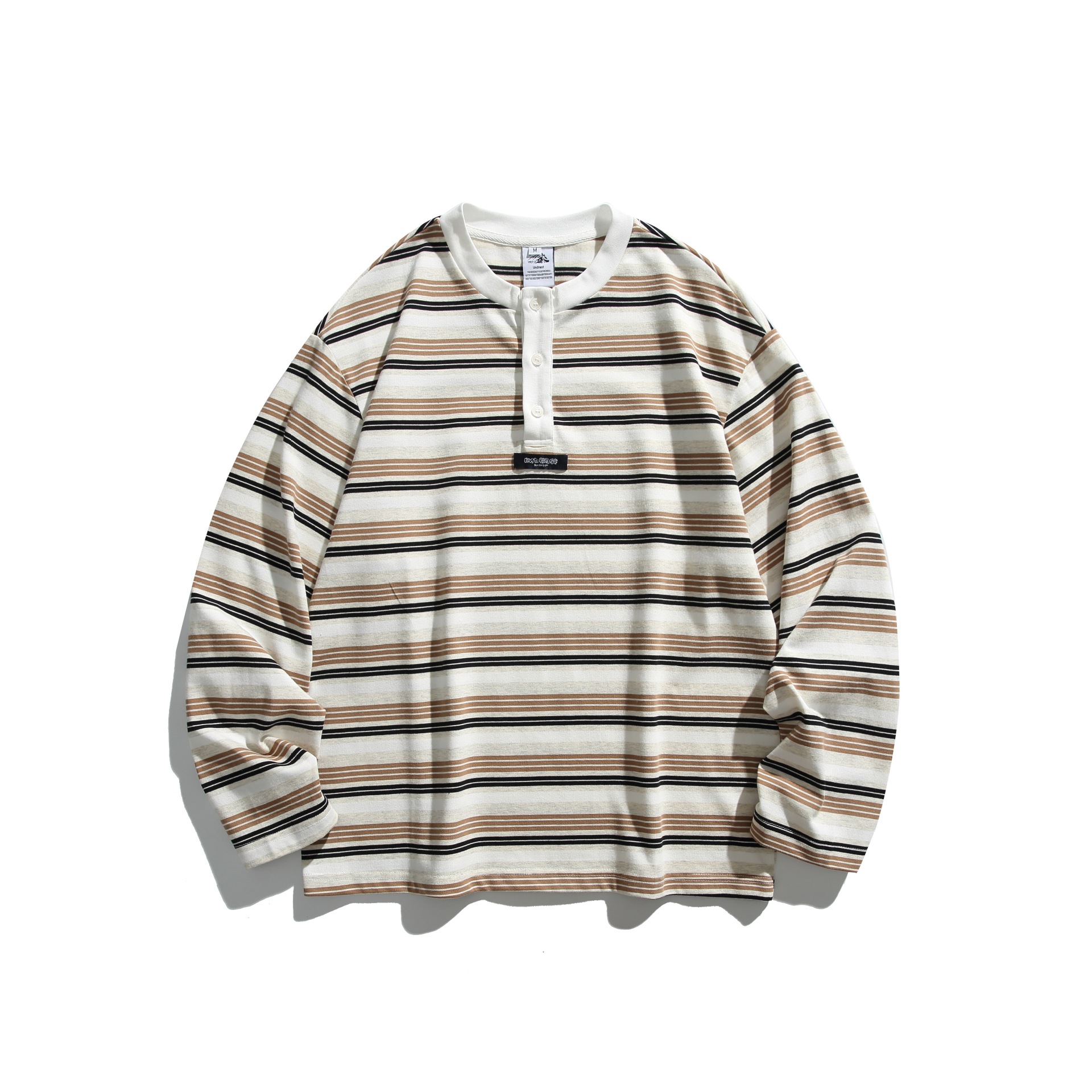 Oversized Button Contrast Long Sleeve Hoodie